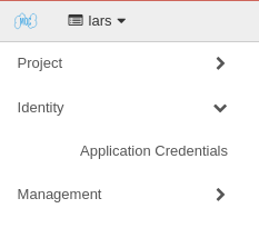 Image showing application credentials in sidebar